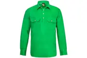 Workcraft Mens 1/2 Button Cotton Shirt WS3029 - Electric Green