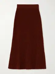 [Loro Piana] Loro Piana - Ikeda Ribbed Silk And Cotton-blend Midi Skirt - Red - medium medium Red