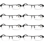 8PK Mens Rectangular Metal Half Frame Reading Glasses Spring Hinge Black Readers