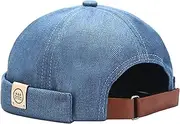 [XYIYI] Mens Docker Cap Brimless Hats Skullcap Worker Sailor Cap Rolled Cuff Retro Beanie Hat