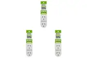3PK Moki Vertical Double Power Outlet Adaptor w Surge Protection Plug White