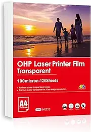 INKUWAY 120sheets Laser Transparency Film A4 Overhead Projector Printable Transparent Sheet Acetate Sheets OHP for Laser Jet Printers Copier Craft Copying