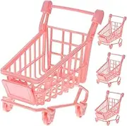 ORFOFE 4pcs Simulated Hand-Push Shopping Cart Mini Shopping Cart Ornament Makeup Sponge Container Powder Puff Organizer Powder Puff Stand Makeup Sponge Storage Container Pink PVC