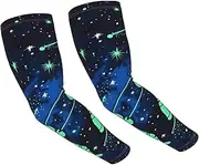 [FHEDVBN] Glow in The Dark Arm Sleeves Compression Arm Covers for Men Women Outdoor Sun Sleeves Cooling Sports Sleeve, Black