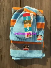 NWT Paul Frank Julius Monkey Beanie Hat & Mitten Gloves & Scarf 3PC Set Blue