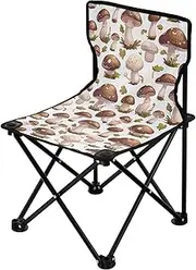 miaozhen Autumn Brown Cartoon Mushrooms Compact Camp Chair Lightweight Beach Chair Backpack Carry Bag Included