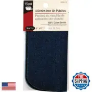 Dritz 55243-70 Patches, Iron-on, Denim, Black, Stone Wash, Dark Blue, 5 x 5-I