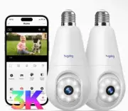 Light bulb security cameras wireless Outdoor Indoor 3K Motion Detection 2 Pack