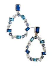 Nadri Blue Stone Circle Drop Earrings