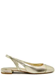 Stuart Weitzman Crystal Leather Slingback Flats - Gold 40 (IT40 / UK7)