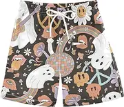 [Caihoyu] Hippie Hallowmas All Saints' Day Boy's Swim Trunks Teens Board Swimming Shorts 8T