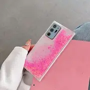 [VRTRFFTR] Luminous Quicksand Glitter Water Case for Samsung Galaxy S23 Ultra S21 S22 Plus S20 FE Note S 20 Glow Sequin Liquid Sand Cover,Pink,for Samsung Note20 Ultra