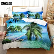 a2219 Bed Sheets Beautiful Seaside Bedding Set Duvet Cover Set Bedding Digital Printing Bed Linen Bedding Set Fashion Design3-Piece Bedding Set (1
