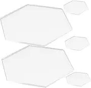 HOLIDYOYO 5pcs Clear Hexagonal Acrylic Table Seating Cards Reusable Wedding Name Signs for Event Table Decor Blank Display Stands