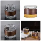 Transparent Glass Mug Walnut Wooden Sleeve Drinkware Glassware Coffeeware Shop