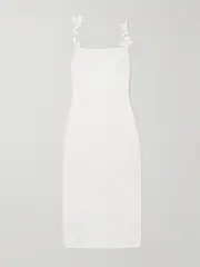 [Andres Otalora] Andres Otalora - Petalos Embroidered Linen Midi Dress - Off-white - US6 US 6 Off-white