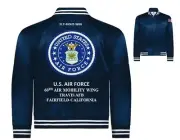 60TH AIR MOBILITY WING*TRAVIS AFB*CALIFORNIA EMBROIDERED SATIN JACKET(BACK ONLY)