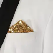 NEW - Men's Sequin Pre-Folded Point Design Pocket Square Insert - Gold