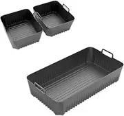 Mozzoom 3 Pack Silicone Air Fryer Liners for Ninja Flexi Drawer AF500UK,Reusable Large Air Fryer Liners Inserts (1x10.4L, 2x5.2L) Black