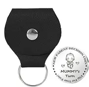 New Parent Decision Coin, Mum Dad Decision Coin, Double-Sided Novelty Coin Made of Stainless Steel, Pocket Hug Coin for New Parents, Inspirational Keepsake with Leather Keyring, Single Attribute, see,
