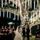 288LED Solar Meteor Shower String Light Falling Rain Garden Party Xmas Tree Lamp