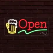 BRAND NEW "OPEN" w/BEER LOGO 30x12x1 INCH LED FLEX WINDOW/WALL INDOOR SIGN 30950