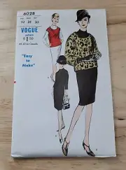 Vogue Sewing Pattern COORDINATES DRESS OVERBLOUSE #6028 Size: 10 ©1963 CUT