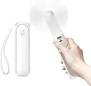 JISULIFE Handheld Fan with 4500 mAh Powerbank Max 46 Hours Runtime,Pocket Fan Portable Battery Operated or USB Powered Folding Personal Fan,3 Speeds,Enhanced Airflow,Rechargeable Quiet Mini Fan-White