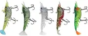 5pcs Fishing Bait, 10.5cm Imitation Multi Section Soft Rubber Shrimp Bait with Carbon Steel Hook for Road Runner Fishing