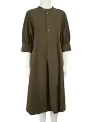 Green Puff Sleeve Shirt Dress