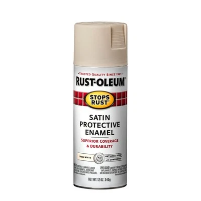 Rust-Oleum 7793830 Stops Rust Spray Paint, 12 oz, Satin Shell White