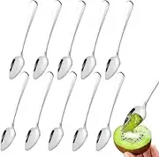 EXIN DEHCEN Kiwi Spoon, Grapefruit Spoon, 16 cm, Stainless Steel Grapefruit Spoon with Serrated Edge, Fruit Spoon with Serrated Edge for Fruit, Desserts, Kiwi, Apples, Grapefruits (Silver)