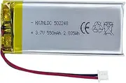 DC 3.7V 550mAh 502248 Rechargeable Lithium Polymer Battery, Suitable for DIY 3.7-5V Electronic Products with Built-in 2-Wire Battery Replacement and LED Lights