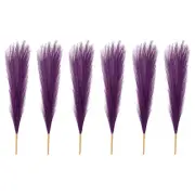 6 Pcs 17 Inch Faux Pampas Grass Artificial Boho Decor Dark Purple