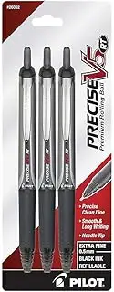 PILOT Precise V5 RT Refillable & Retractable Liquid Ink Rolling Ball Pens, Extra Fine Point (0.5mm) Black Ink, 3-Pack (26052)