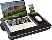 LAPGEAR Home Office Pro Lap Desk with Wrist Rest, Mouse Pad, and Phone Holder - Gray Woodgrain - Fits up to 15.6 Inch Laptops - Style No. 91595