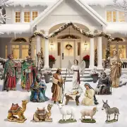 14Pcs Metal Christmas Nativity Scene Set Small Holy Family Outdoor Yard Sign Dec