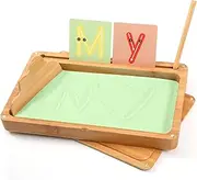 Montessori Sand Tray for Classroom With Lid - Wooden Tray for Kids Writing Letters and Numbers (Green)