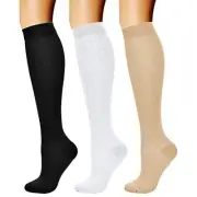 Compression Socks for Women & Men Circulation Small-Medium 02 Black/White/Nude