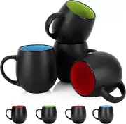 4 Pack Ceramic Coffee Mug Sets, 20 Ounce Large Coffee Mugs, Black Coffee Mug, Re