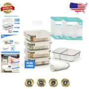 Airtight Borosilicate Glass Containers with 10 Eco-Friendly Vacuum Bags - 19 PCS