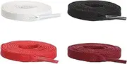 [TECDW] 4 Pairs Shoelaces,Flat Colorful Shoelaces,Shoe laces for sneakers,5/16"Flat Shoe Laces for Fits All Adult and Kids Athletic Sport Shoes Boots Skates shoe laces（black+red+white+wine red） (63 inch/160 cm, black+red+white+wine red)