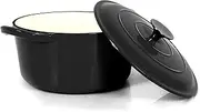 Echtwerk Cast Iron Casserole Pot with Enamel Coating, Cast Iron Casserole with Lid, Round Bread Baking Pot, Suitable for Ovens, Grill, BBQ and Induction, Black, 3.5 L, Diameter 22.5 cm, Large