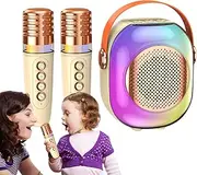 Small Karaoke Machine for Kids | Microphones Included Karaoke Machine,Funny Singing Machine Household Karaoke Speaker Heavy Bass for Classroom, Bedroom