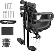 Child Bike Seat - Front Mount, Kids Bike Seat for Adult Bike,Retractable Baby Bike Seat Front Mounted, Toddler Bike Seat for Children 8 Months~4+ Years Old, Black