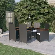 7 Piece Garden Dining Set with Cushions Black Patio Bar Sets
