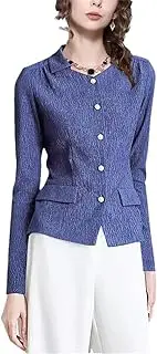 [Generic] Women Short Style Pleated Casual Slim Tops Spring Summer Vintage Button-Down Blouses