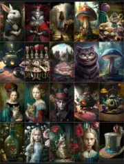 20 Alice In Wonderland Set Tags Junk Journal Scrapbook USA Seller