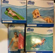 FOUR (4) Pool Floats For Swim Fun, Air Mat, Lounge Summertime Green Package
