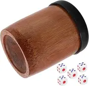 KICHOUSE Portable Dice Cup Set Bamboo Shaker Cup with 5 Dice Games for Travel Parties and Social Gatherings